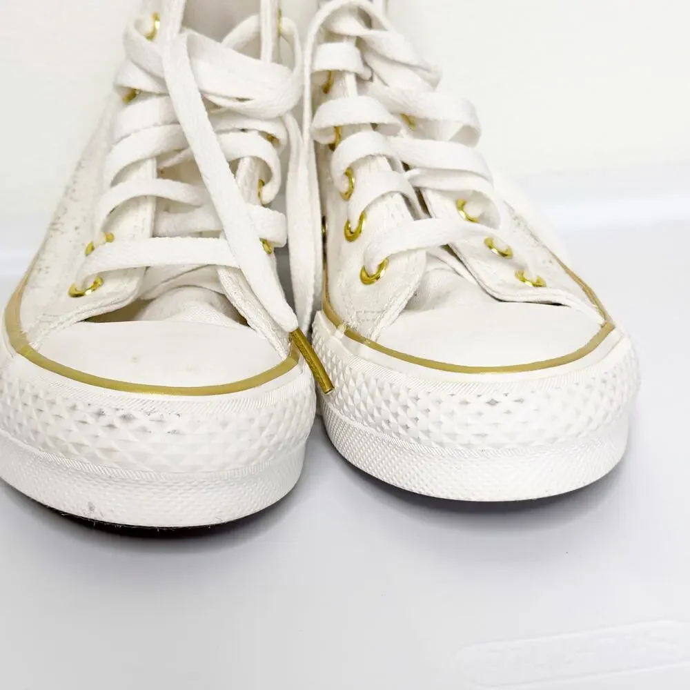 CONVERSE Chuck Taylor All Star EVA Lift Platform Shoes White Gold Kids Size US 2